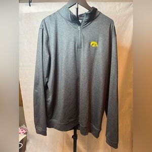Peter Millar Heather Gray Quarter-Zip with Yellow Logo